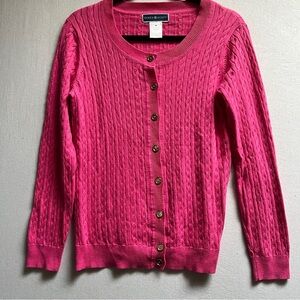 Karen Scott Pink Cable Knit Cardigan Sweater Sz S